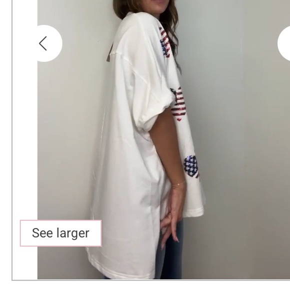 Fantastic Fawn Sequin Flag Heart Oversized Shirt Top Sz Large New in Package - Picture 11 of 14